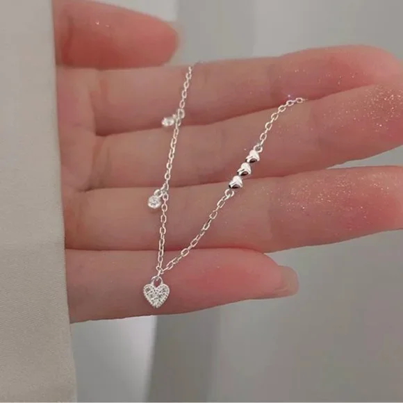 925 Sterling Silver Fashion Temperament Heart Bracelet Jewelry Women Wed… - Picture 3 of 5